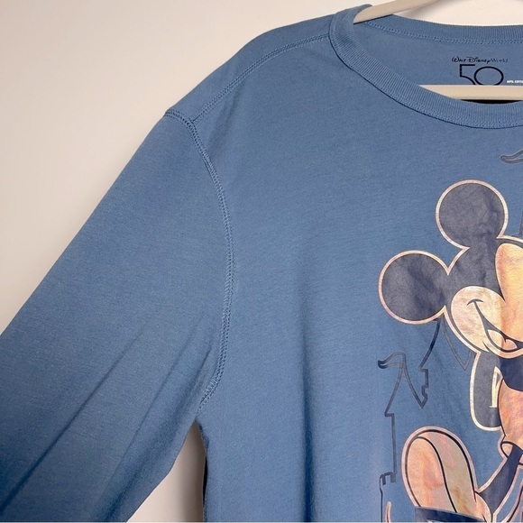 Walt Disney 50th Anniversary Gold Metalic Mickey Mouse Graphic Long Sleeve Tee M - Picture 5 of 8